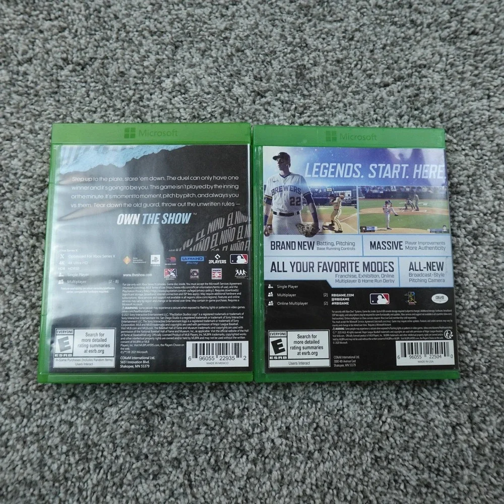 Xbox One MLB The Show 21 and RBI 20 Baseball Video Game Gaming Bundle Lot MLB